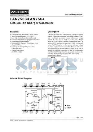 FAN7564 datasheet - Lithium-Ion Charger Controller
