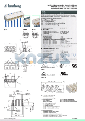 3511 datasheet - RAST-2.5-Steckverbinder, Raster 2,5/5,0 mm