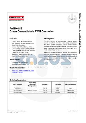 FAN7601BGX_12 datasheet - Green Current Mode PWM Controller