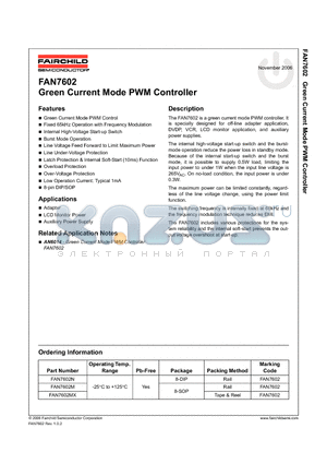 FAN7602MX datasheet - Green Current Mode PWM Controller