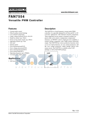 FAN7554 datasheet - Versatile PWM Controller