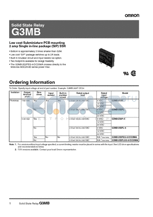 G3MB-202PEG datasheet - Solid State Relay