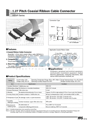 HIF6H-80PA-1.27DSA datasheet - 1.27 Pitch Coaxial Ribbon Cable Connector