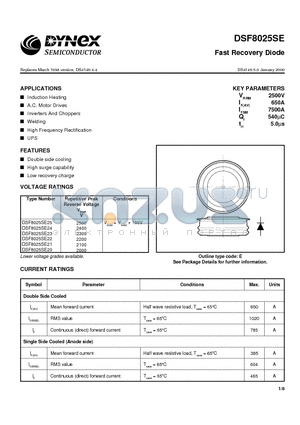 DSF8025SE datasheet - Fast Recovery Diode