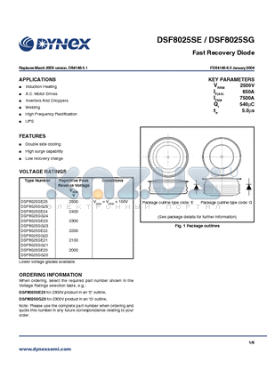 DSF8025SE25 datasheet - Fast Recovery Diode