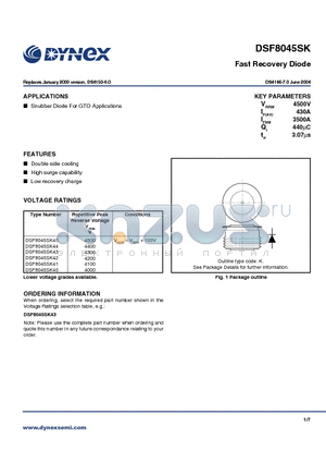 DSF8045SK42 datasheet - Fast Recovery Diode