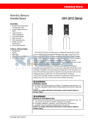 HIH-3610-001 datasheet - Molded thermoset plastic housing with cover