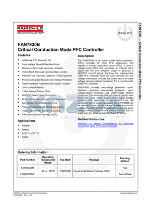 FAN7930BMX datasheet - Critical Conduction Mode PFC Controller