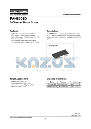 FAN8001 datasheet - 5-Channel Motor Driver
