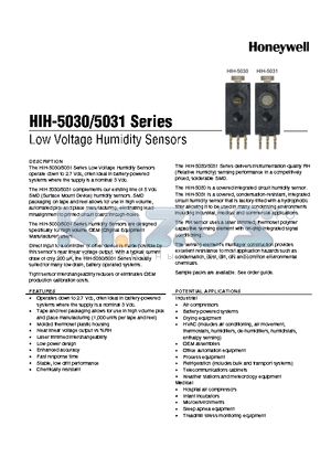 HIH-5030-001 datasheet - LOW VOLTAGE HUMIDITY SENSORS