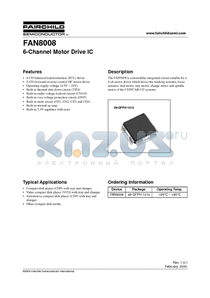 FAN8008 datasheet - 6-Channel Motor Drive IC