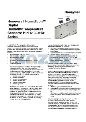 HIH-6131 datasheet - Honeywell HumidIcon Digital Humidity/Temperature Sensors
