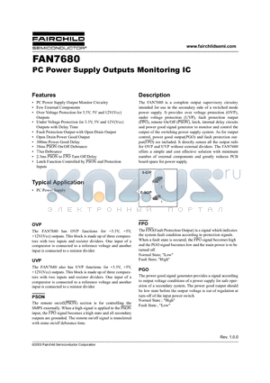 FAN7680 datasheet - PC Power Supply Outputs Monitoring IC