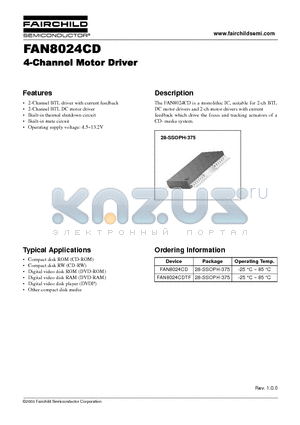 FAN8024CD datasheet - 4-Channel Motor Driver