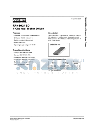 FAN8024EDTF datasheet - 4-Channel Motor Driver