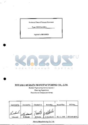 CSTCC6 datasheet - CERAMIC RESONATOR