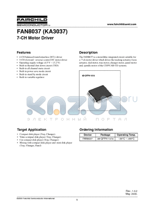 FAN8037 datasheet - 7-CH Motor Driver