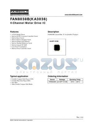 FAN8038B datasheet - 4-Channel Motor Drive IC