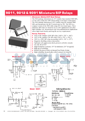 9011-12-1-10 datasheet - Miniature SIP Relays