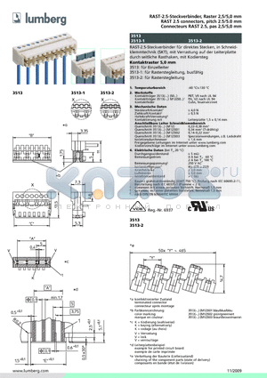 3513-103 datasheet - RAST-2.5-Steckverbinder, Raster 2,5/5,0 mm