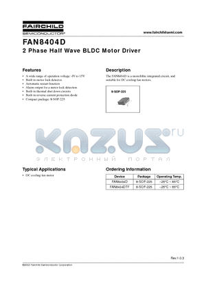 FAN8404DTF datasheet - 2 Phase Half Wave BLDC Motor Driver