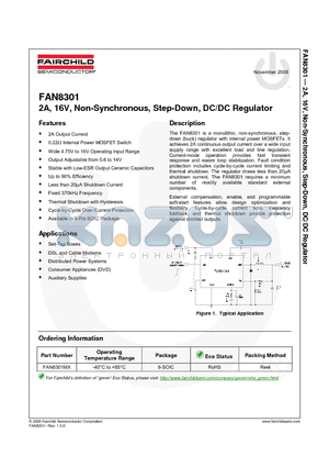 FAN8301 datasheet - 2A, 16V, Non-Synchronous, Step-Down, DC/DC Regulator