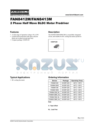 FAN8412MX datasheet - 2 Phase Half Wave BLDC Motor Predriver