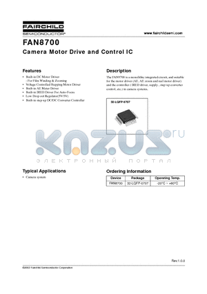 FAN8700 datasheet - Camera Motor Drive and Control IC