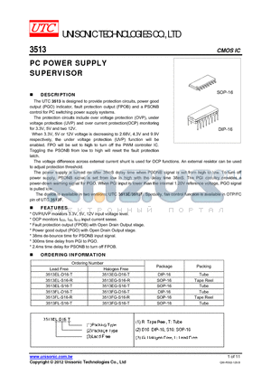 3513FL-D16-T datasheet - PC POWER SUPPLY SUPERVISOR