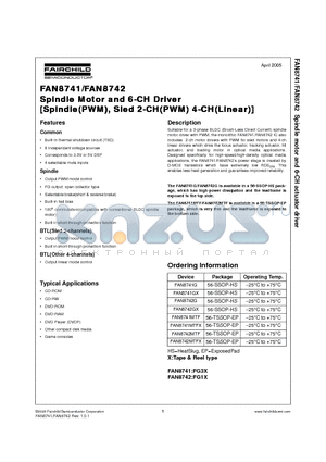 FAN8741 datasheet - Spindle Motor and 6-CH Driver