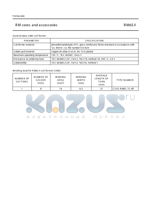 CSVS-RM6S-1S-8P datasheet - RM cores and acces sories