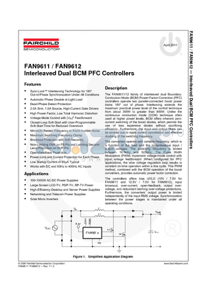 FAN9611 datasheet - Interleaved Dual BCM PFC Controllers