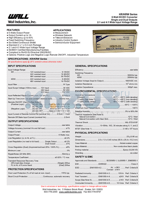 KR24S9-620 datasheet - 6 Watt DC/DC Converter Single and Dual Outputs 2:1 and 4:1 Wide Input Voltage Range