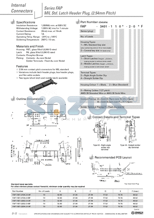 FAP-1601-1104-2-0AF datasheet - MIL Std. Latch Box Header Plug, (2.54mm Pitch)