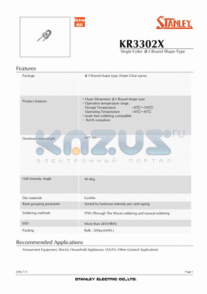 KR3302X datasheet - Single Color v3 Round Shape Type