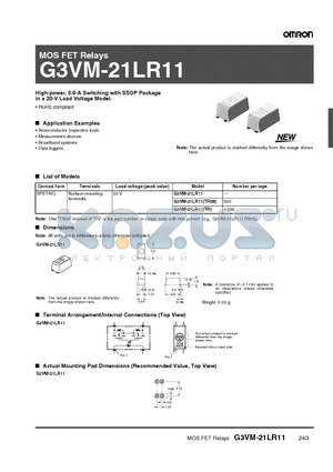 G3VM-21LR11TR05 datasheet - MOS FET Relays