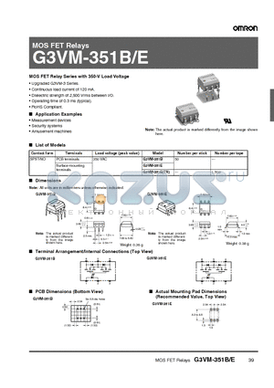 G3VM-351B datasheet - MOS FET Relays