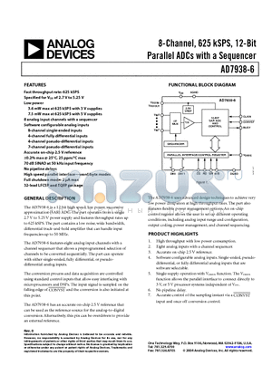 AD7938BCPZ-6REEL7 datasheet - 8-Channel, 625 kSPS, 12-Bit Parallel ADCs with a Sequencer