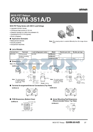 G3VM-351D datasheet - MOS FET Relays