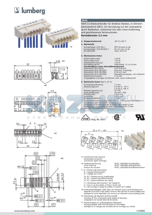 351507 datasheet - RAST-2.5-Steckverbinder, Raster 2,5/5,0 mm