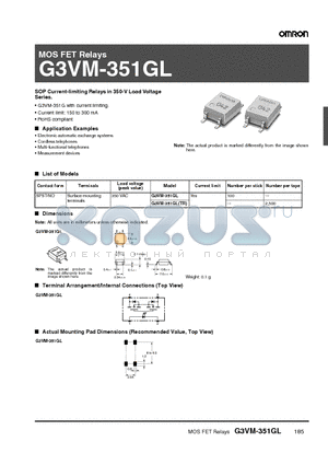 G3VM-351GL datasheet - MOS FET Relays
