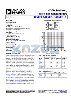 AD797 datasheet - 1 nV/Hz, Low Power