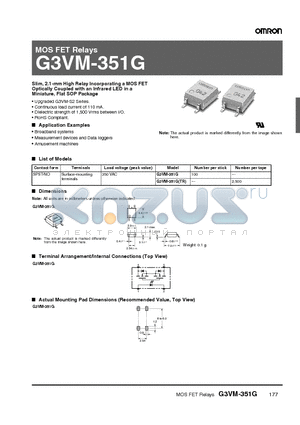 G3VM-351GTR datasheet - MOS FET Relays
