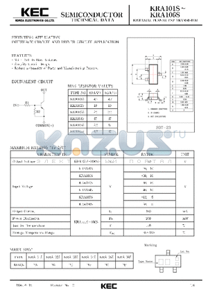 KRA102S datasheet - EPITAXIAL PLANAR PNP TRANSISTOR (SWITCHING, INTERFACE CIRCUIT AND DRIVER CIRCUIT)