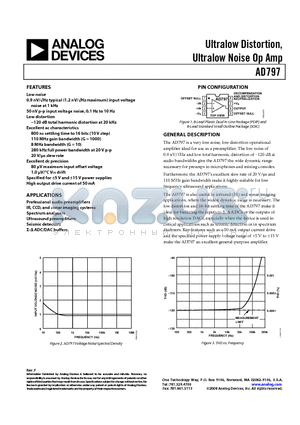 AD797ARZ-REEL7 datasheet - Ultralow Distortion, Ultralow Noise Op Amp