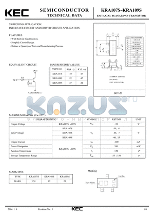 KRA107S datasheet - EPITAXIAL PLANAR PNP TRANSISTOR