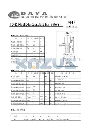 9013 datasheet - TO-92 Plastic-Encapsulate Transistors