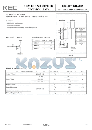 KRA107_11 datasheet - EPITAXIAL PLANAR PNP TRANSISTOR