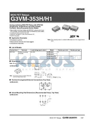 G3VM-353H1TR datasheet - MOS FET Relays