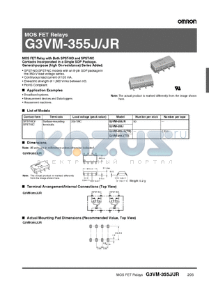 G3VM-355JRTR datasheet - MOS FET Relays